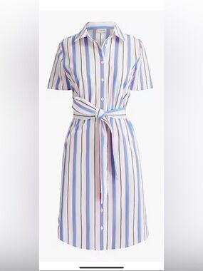 airy gauze empire waist midi dress in stripe Meet your new spring-to-summer uniform. This Yassine midi dress pairs a substantial linen-cotton twill with timeless navy and white ticking stripes for understated style that actually lasts. Zip it up, admire
